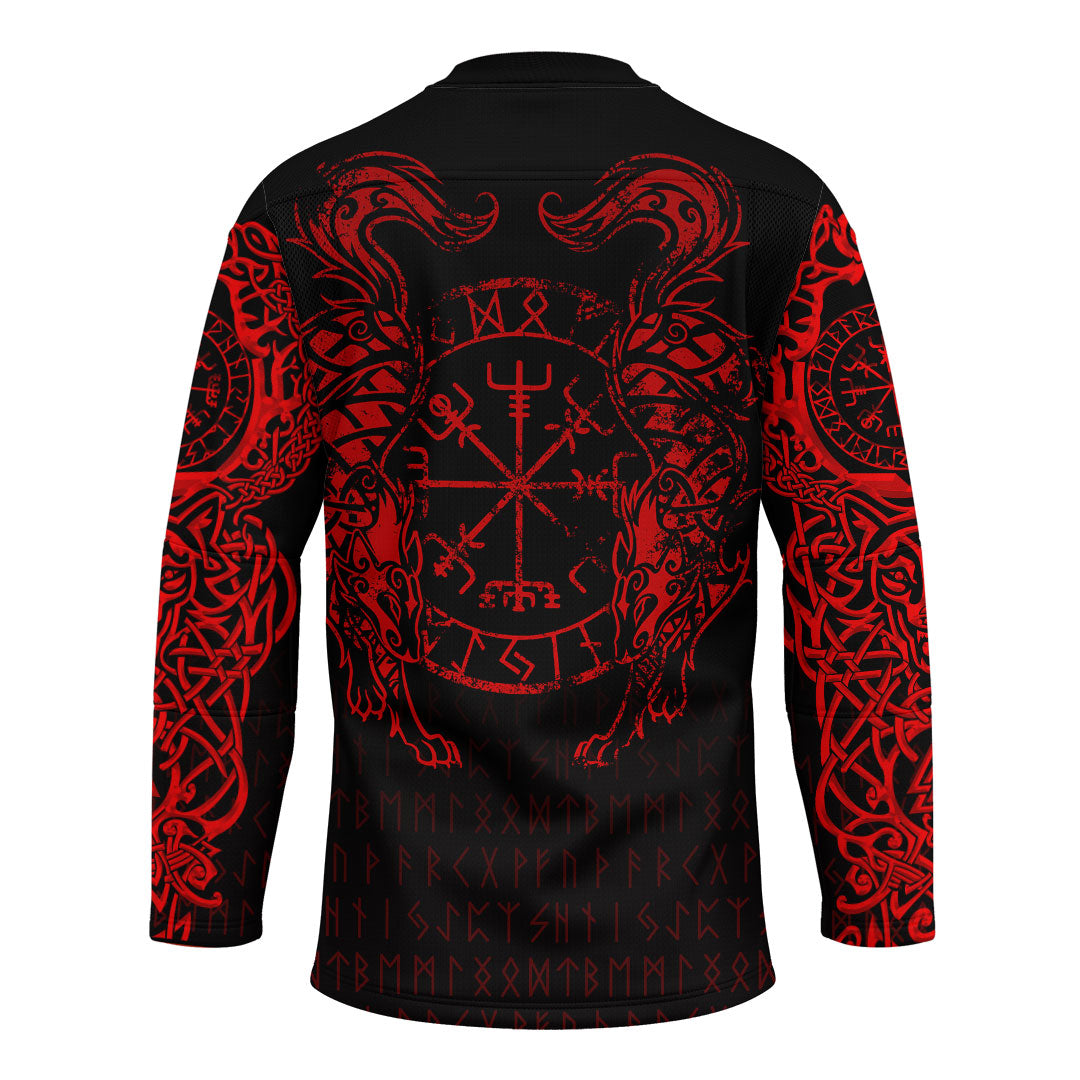 viking-clothing-viking-compass-vegvisir-tattoo-red-version-hockey-jersey