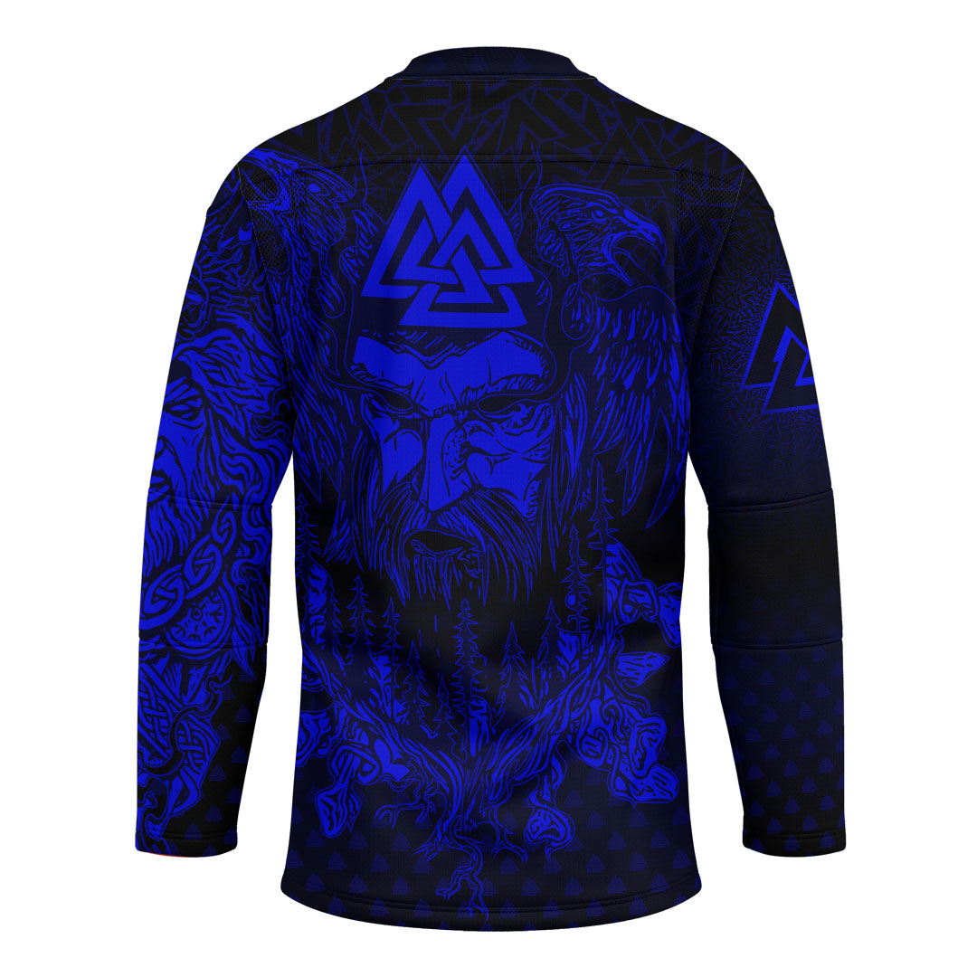 viking-clothing-viking-odin-raven-tattoo-style-blue-version-hockey-jersey