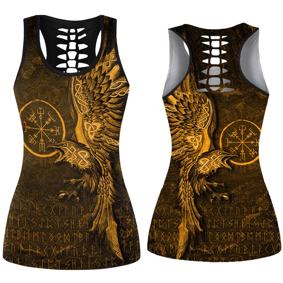 viking-clothing-vegvisir-with-raven-viking-compass-gold-version-hollow-tank-top