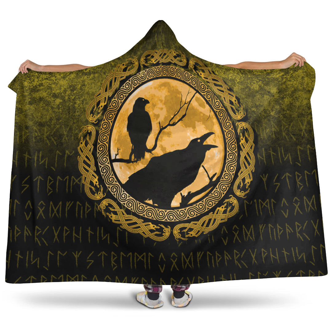 viking-hooded-blanket-vikings-huginn-muninn-odin-ravens-gold-version-hooded-blanket