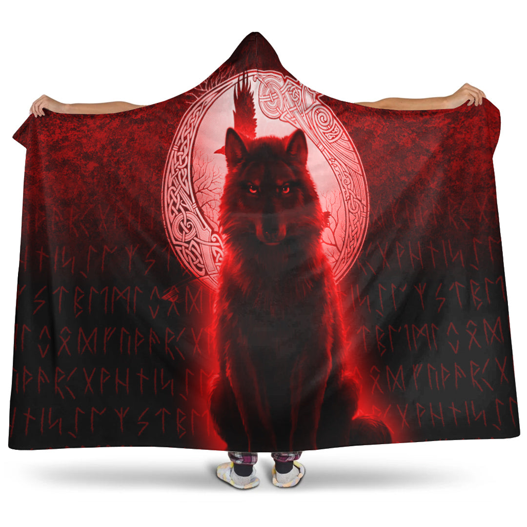 viking-hooded-blanket-fenrir-viking-wolf-red-version-hooded-blanket