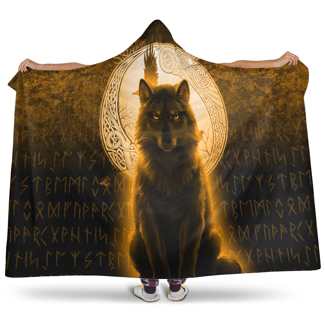 viking-hooded-blanket-fenrir-viking-wolf-gold-version-hooded-blanket