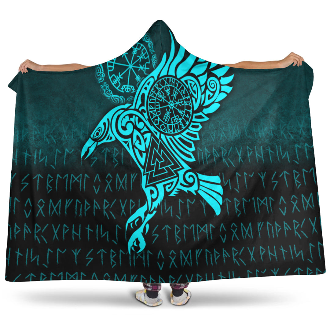 viking-hooded-blanket-raven-vegvisir-tattoo-cyan-version-hooded-blanket
