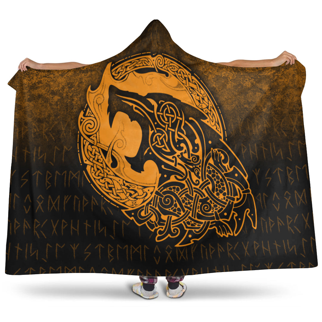 viking-hooded-blanket-fenrir-viking-3d-tattoo-gold-version-hooded-blanket