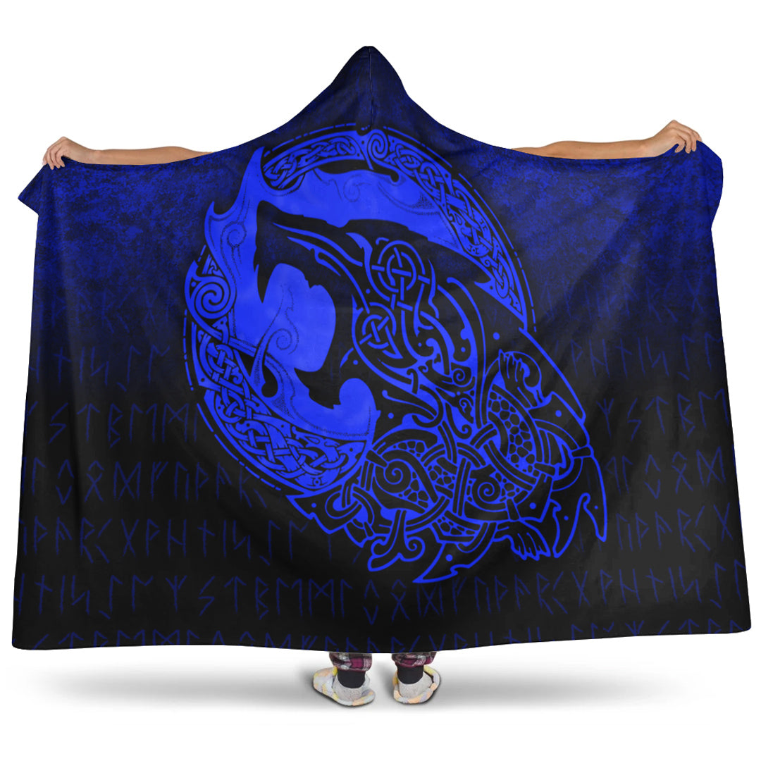 viking-hooded-blanket-fenrir-viking-3d-tattoo-blue-version-hooded-blanket