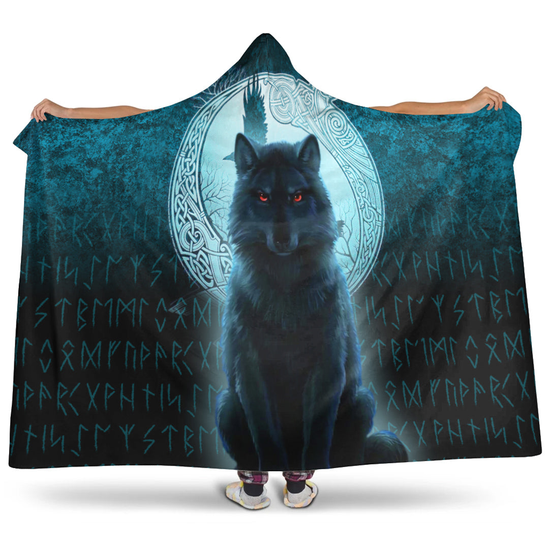 viking-hooded-blanket-fenrir-viking-wolf-cyan-version-hooded-blanket