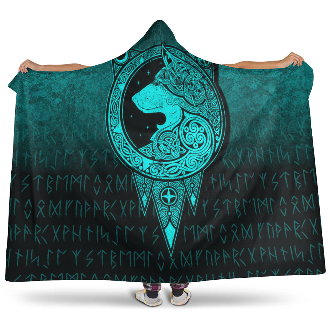 viking-hooded-blanket-viking-norse-wolf-cyan-version-hooded-blanket