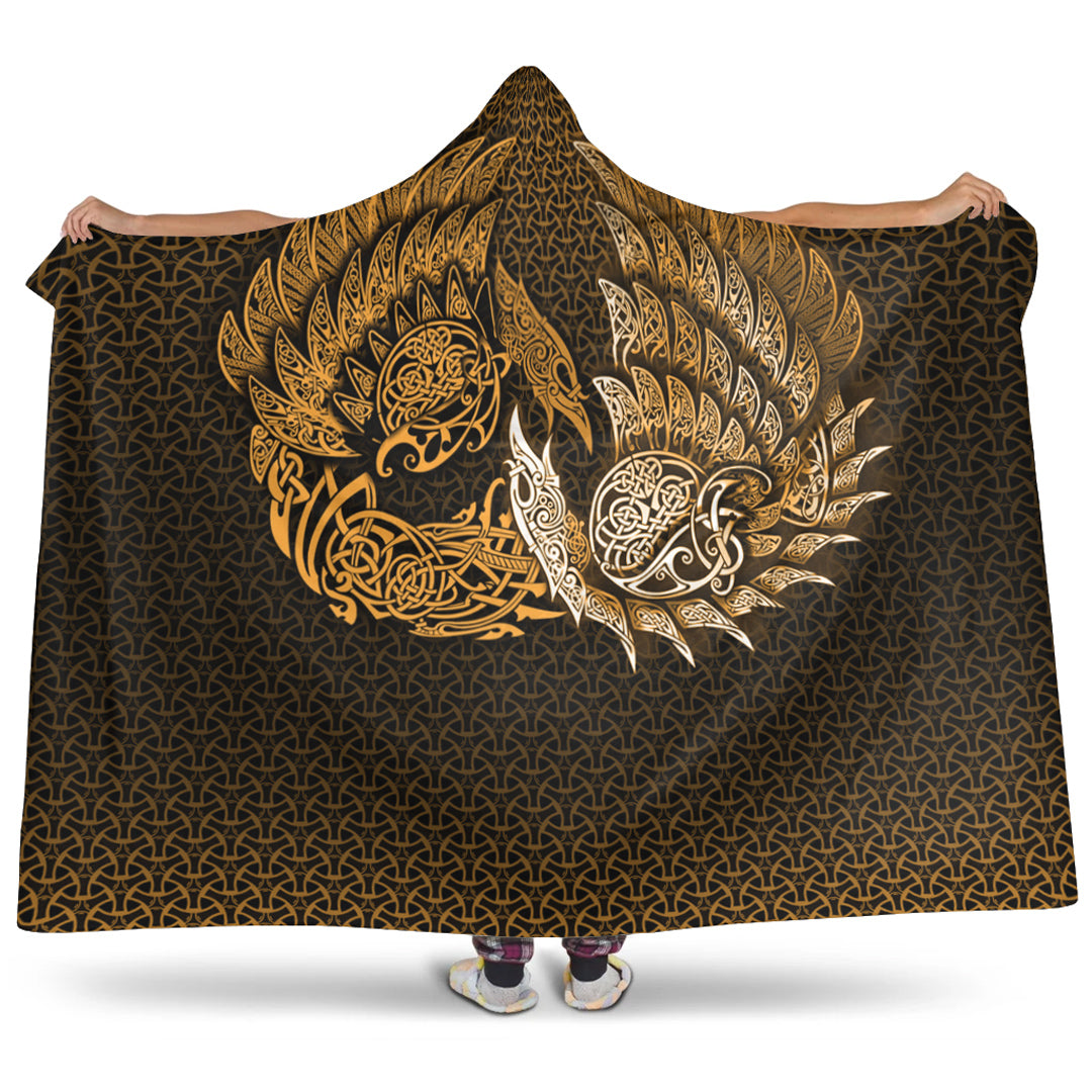 viking-hooded-blanket-ragnarok-huginn-muninn-gold-version-hooded-blanket