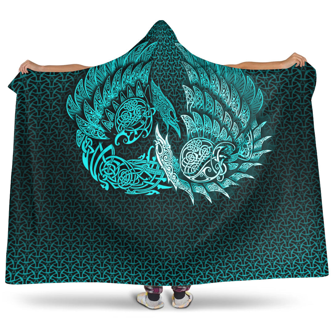 viking-hooded-blanket-ragnarok-huginn-muninn-cyan-version-hooded-blanket