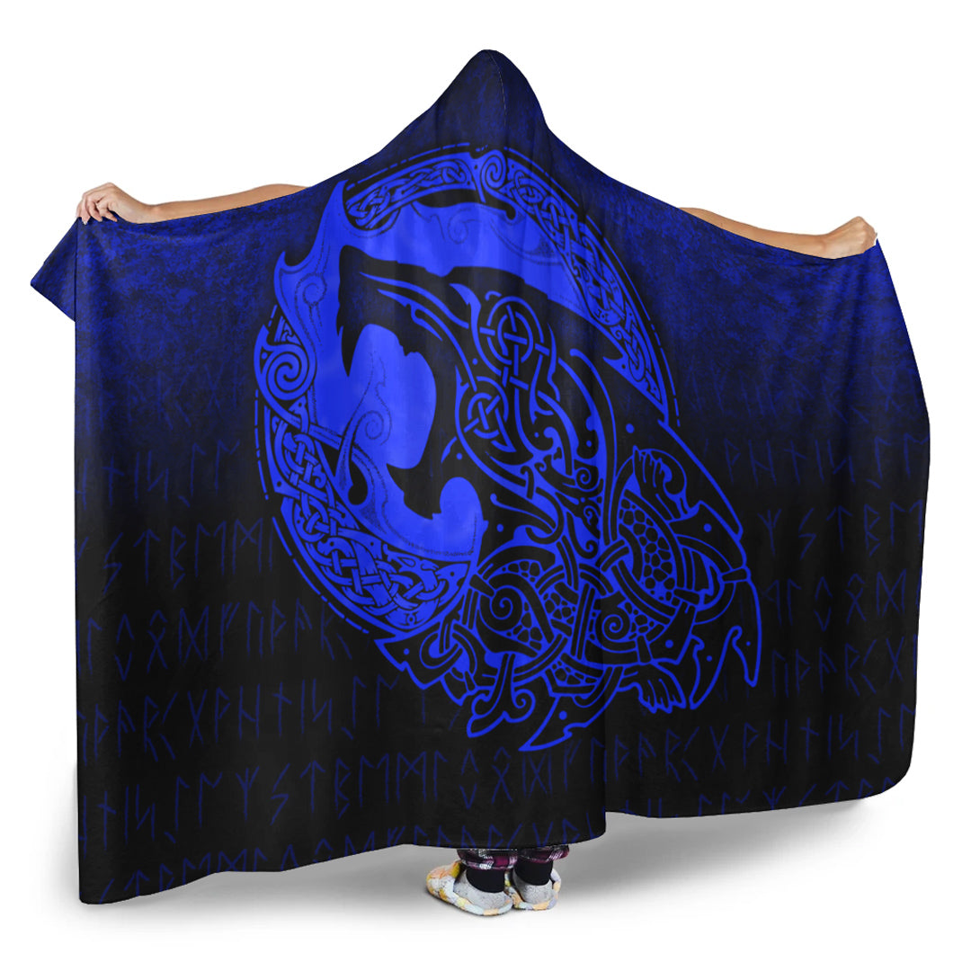 viking-hooded-blanket-fenrir-viking-3d-tattoo-blue-version-hooded-blanket