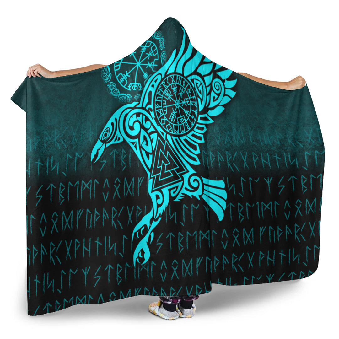 viking-hooded-blanket-raven-vegvisir-tattoo-cyan-version-hooded-blanket