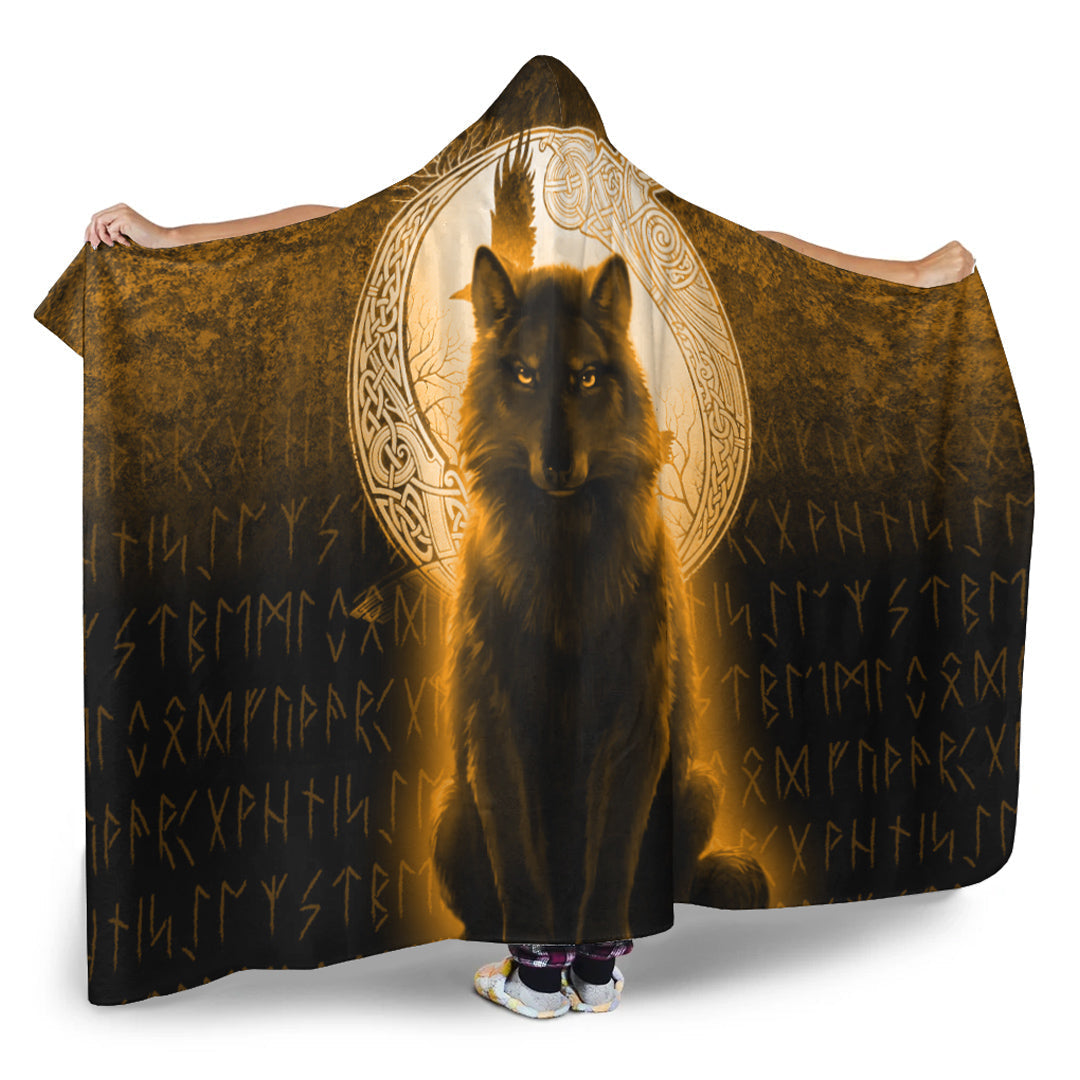 viking-hooded-blanket-fenrir-viking-wolf-gold-version-hooded-blanket