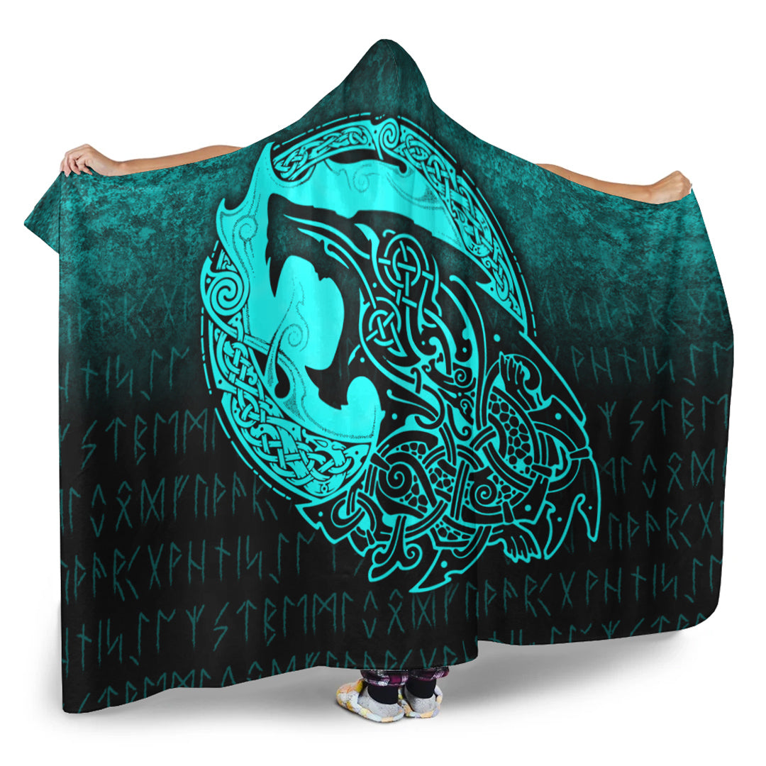 viking-hooded-blanket-fenrir-viking-3d-tattoo-cyan-version-hooded-blanket