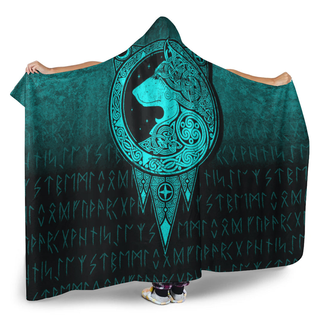 viking-hooded-blanket-viking-norse-wolf-cyan-version-hooded-blanket