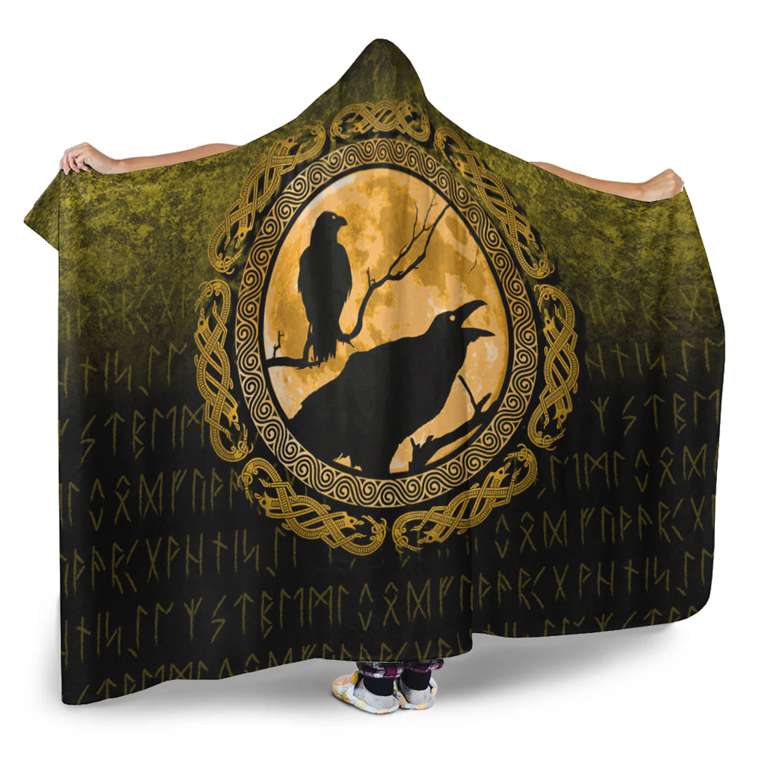 viking-hooded-blanket-vikings-huginn-muninn-odin-ravens-gold-version-hooded-blanket