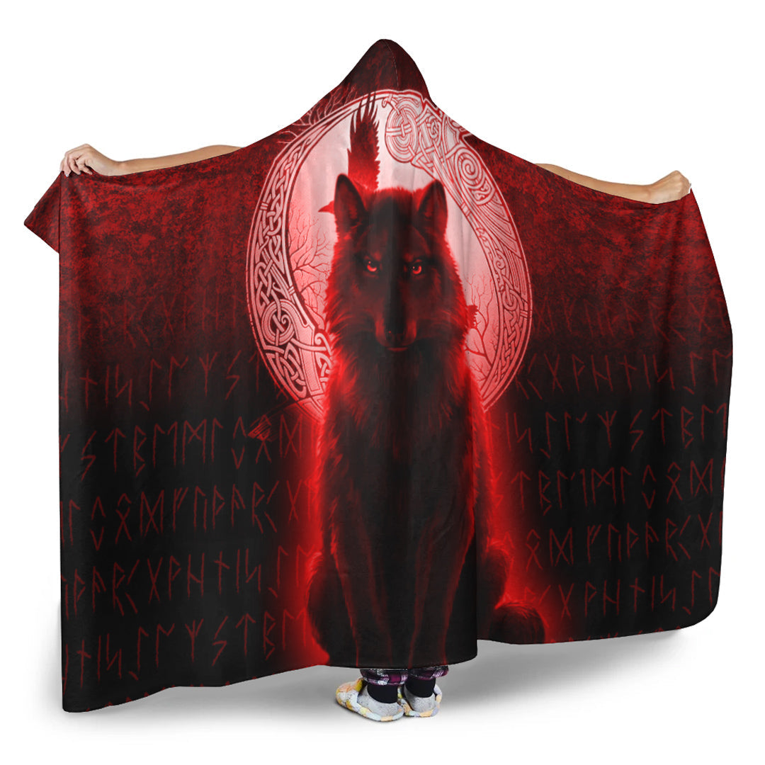 viking-hooded-blanket-fenrir-viking-wolf-red-version-hooded-blanket