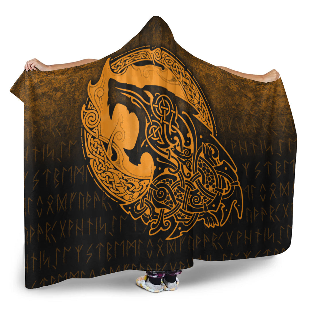 viking-hooded-blanket-fenrir-viking-3d-tattoo-gold-version-hooded-blanket