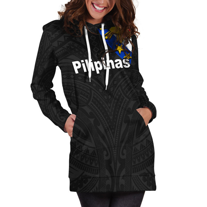 Pilipinas Hoodie Dress Simple Style- Black LT6 - Wonder Print Shop