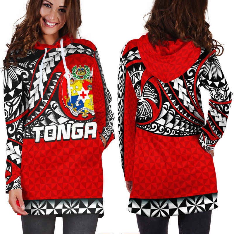 Tonga Hoodie Dress Polynesian Tattoo LT6 - Wonder Print Shop