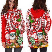 Hawaii Mele Kalikimaka Santa Claus Beach Hoodie Dress LT6 - Wonder Print Shop