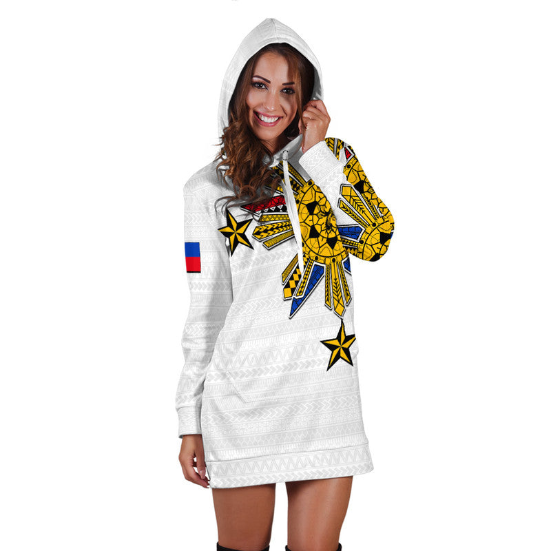 Filipino Hoodie Dress Tribal White Style LT6 - Wonder Print Shop