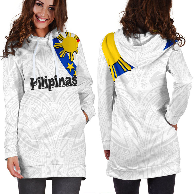 Pilipinas Hoodie Dress Simple Style- White LT6 - Wonder Print Shop