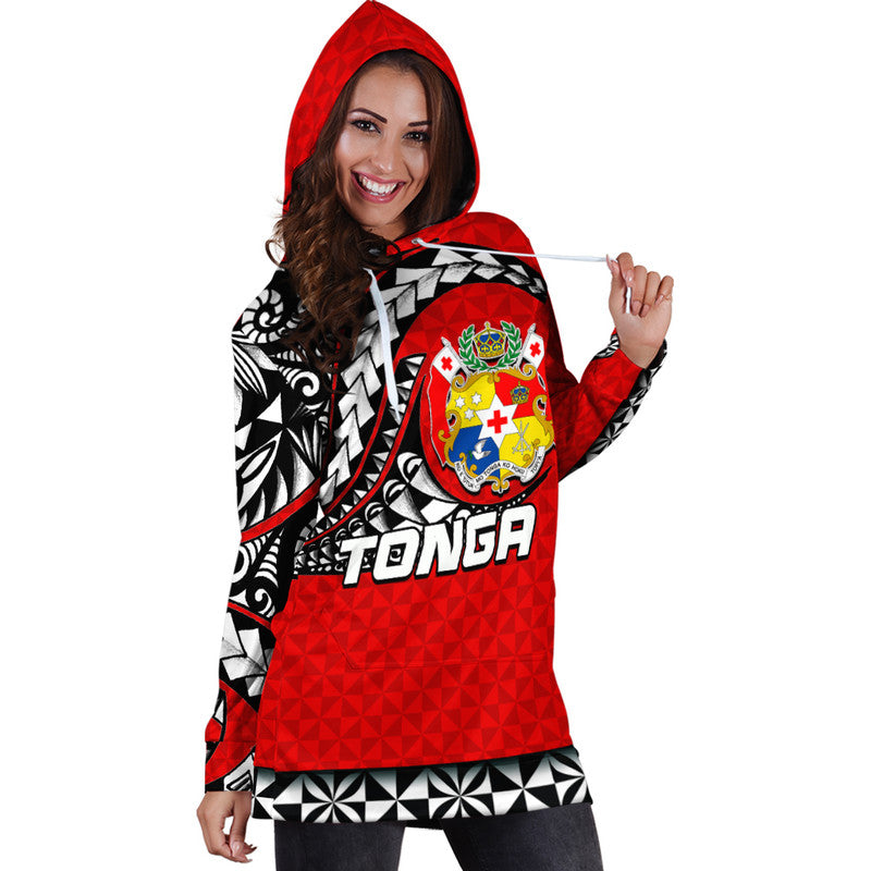 Tonga Hoodie Dress Polynesian Tattoo LT6 - Wonder Print Shop