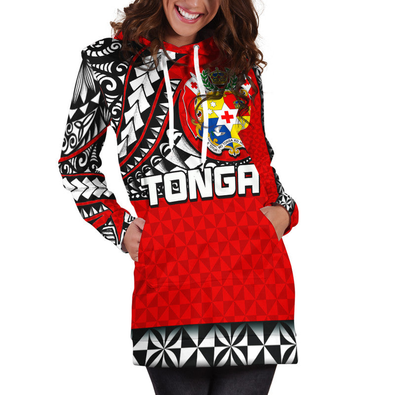 Tonga Hoodie Dress Polynesian Tattoo LT6 - Wonder Print Shop