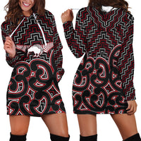 New Zealand Hoodie Dress Maori Graphic Tee patterns Red LT6 - Wonder Print Shop