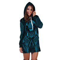 Viking Hoodie Dress Raven Valknut Cyan RLT12 - Wonder Print Shop