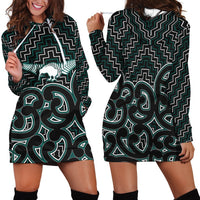 New Zealand Hoodie Dress Maori Graphic Tee patterns Green LT6 - Wonder Print Shop