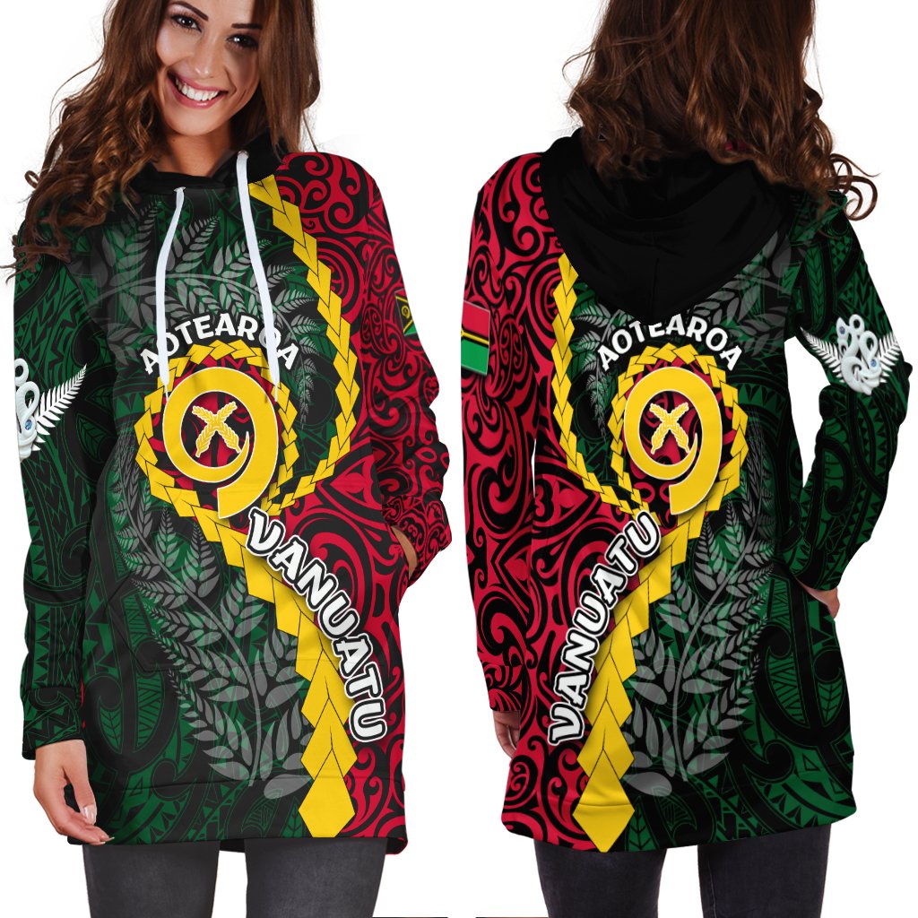 Vanuatu Hoodie Dress Mix Maori Silver Fern LT6 - Wonder Print Shop