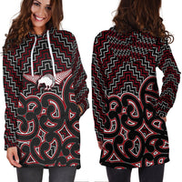 New Zealand Hoodie Dress Maori Graphic Tee patterns Red LT6 - Wonder Print Shop