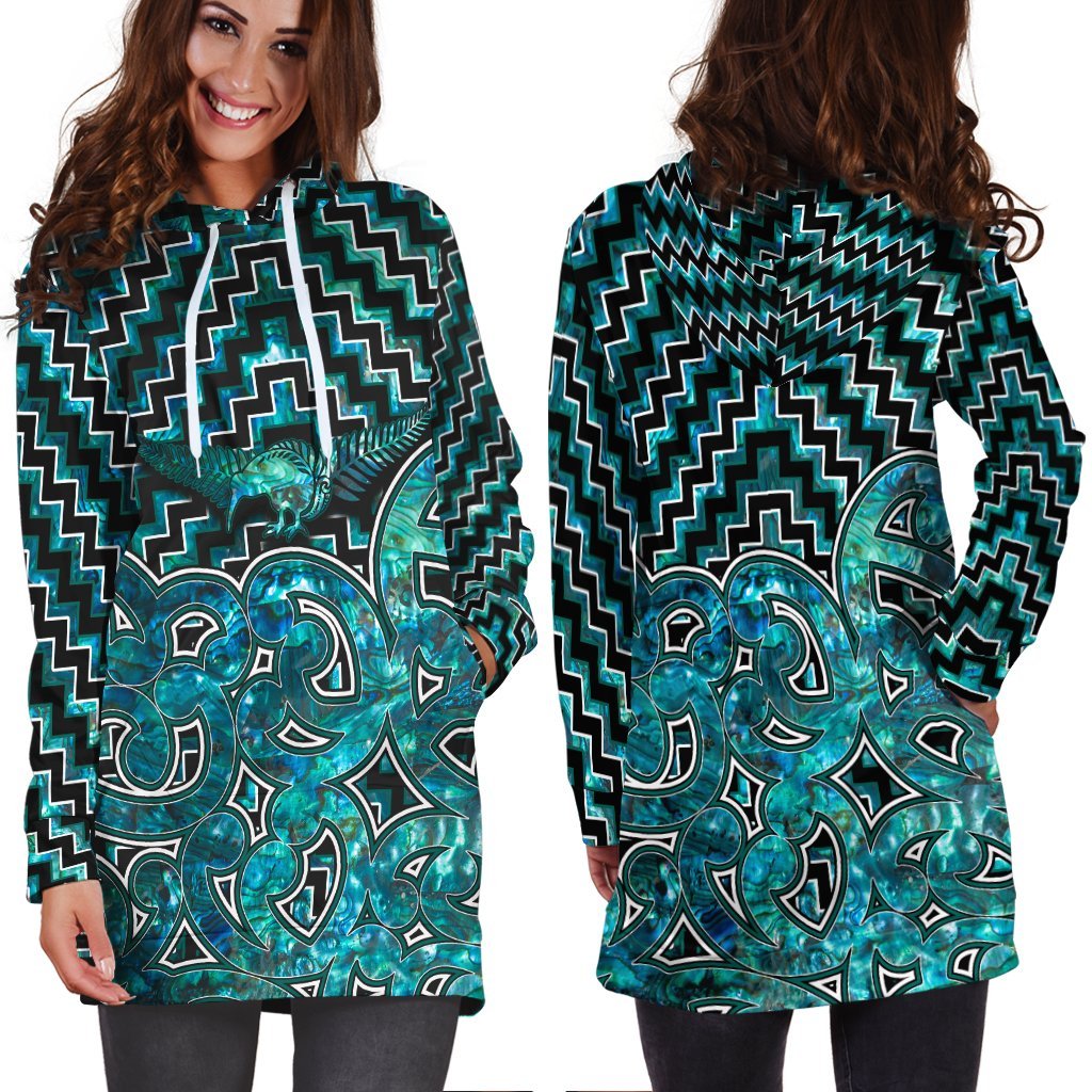 New Zealand Hoodie Dress Maori Graphic Tee patterns Paua Shell LT6 - Wonder Print Shop