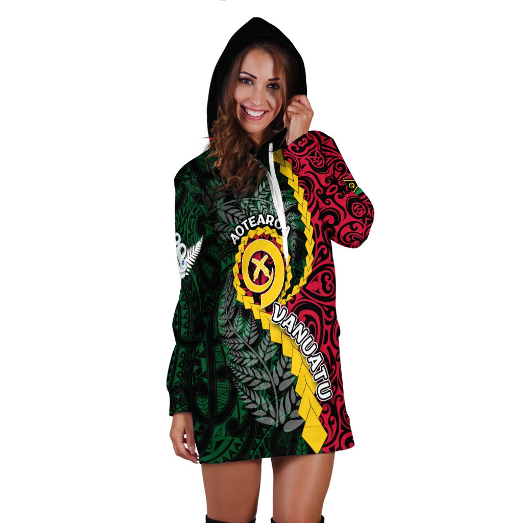 Vanuatu Hoodie Dress Mix Maori Silver Fern LT6 - Wonder Print Shop