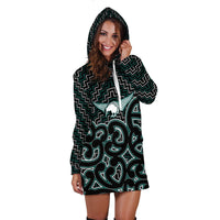 New Zealand Hoodie Dress Maori Graphic Tee patterns Green LT6 - Wonder Print Shop