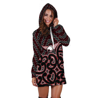 New Zealand Hoodie Dress Maori Graphic Tee patterns Red LT6 - Wonder Print Shop