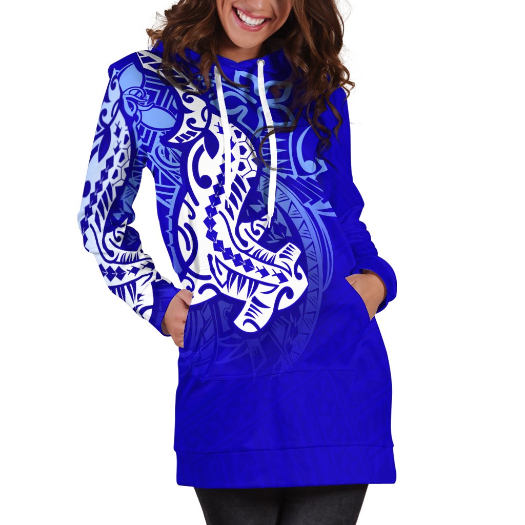 KALAPU NUKULEKA Hoodie Dress Polynesian Hammerhead Shark LT6 - Wonder Print Shop