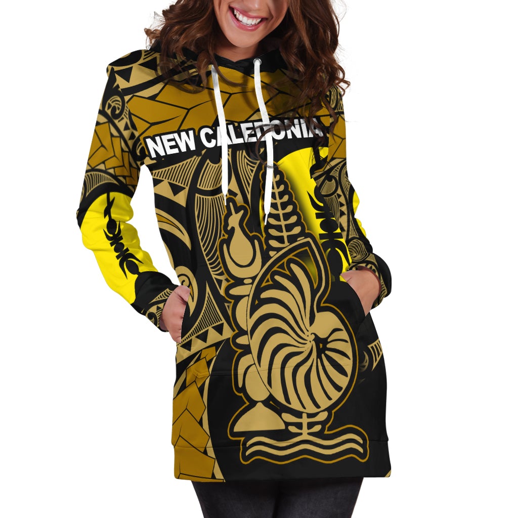 custom-personalised-new-caledonia-hoodie-dress-gold-color