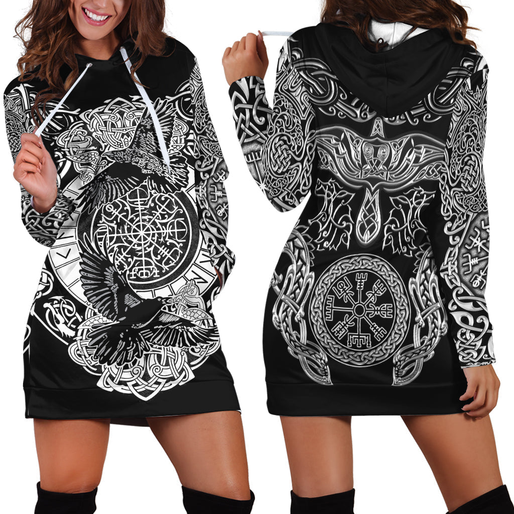 Viking Hoodie Dress Raven and Wolf RLT12 - Wonder Print Shop