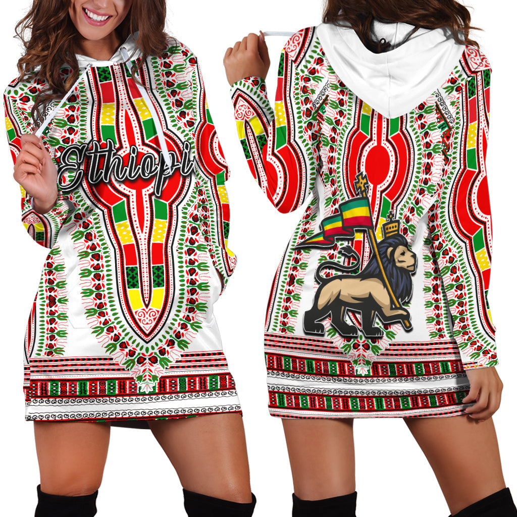 Ethiopia Hoodie Dress Dashiki White Style LT6 - Wonder Print Shop