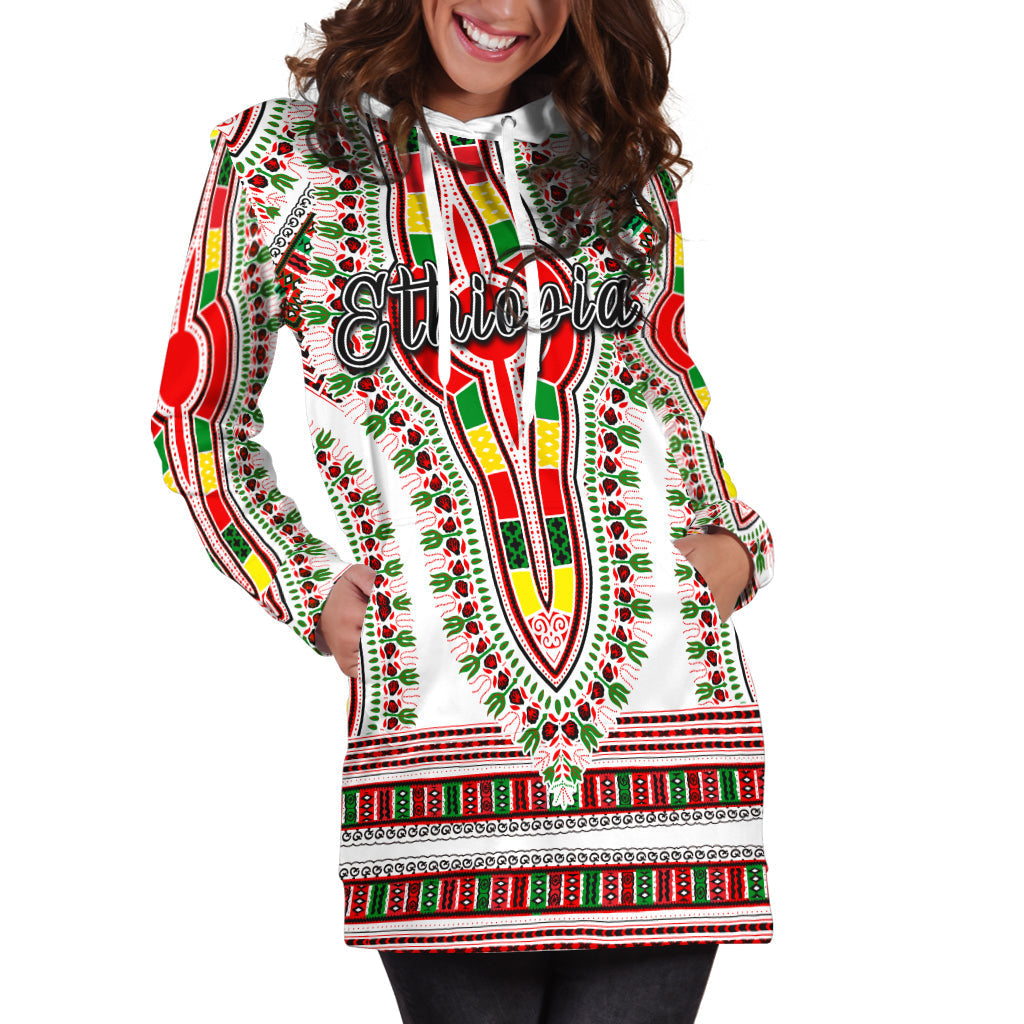 Ethiopia Hoodie Dress Dashiki White Style LT6 - Wonder Print Shop