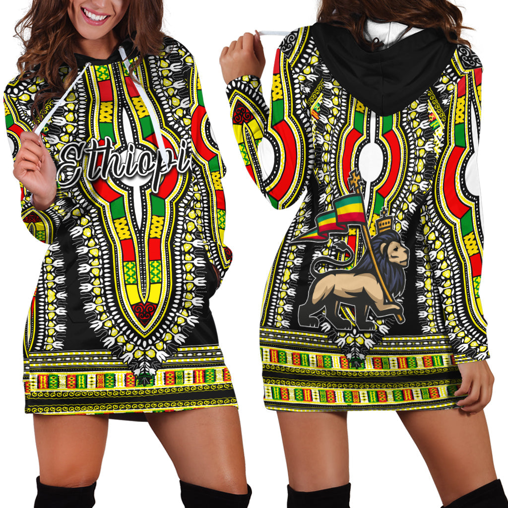 Ethiopia Hoodie Dress Dashiki Black Style LT6 - Wonder Print Shop