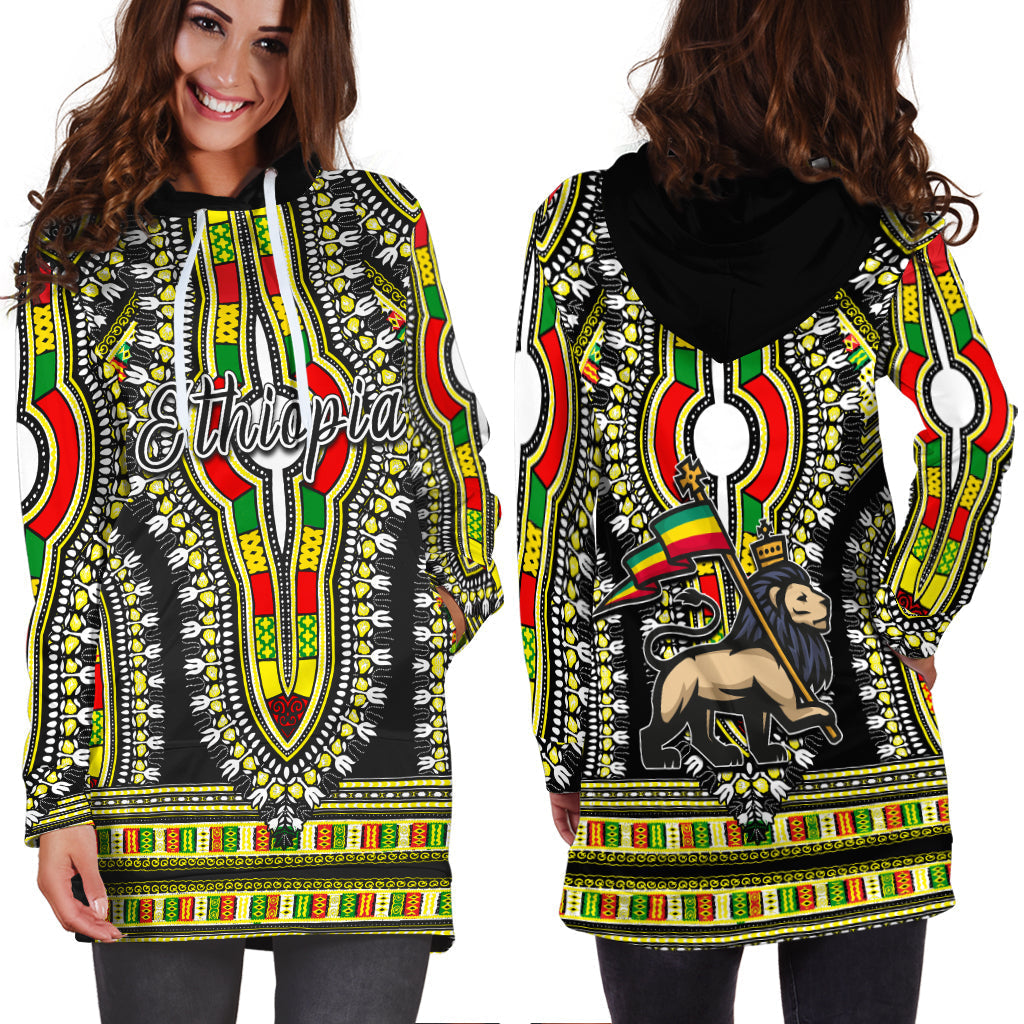 Ethiopia Hoodie Dress Dashiki Black Style LT6 - Wonder Print Shop