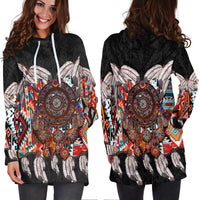 Native American Hoodie Dress Native Patterns Dreamcatcher LT6 - Wonder Print Shop