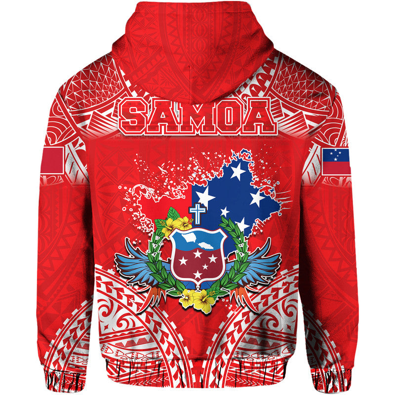 Toa Samoa Polynesian Rugby Hoodie Samoan Flag Red Color - Wonder Print Shop