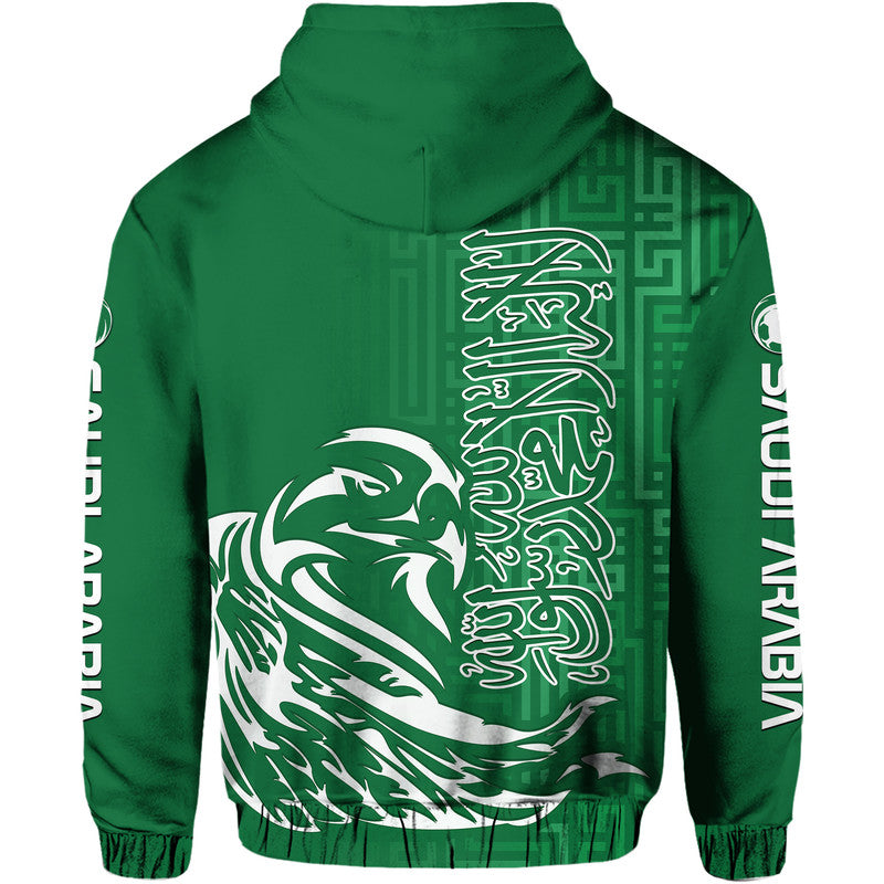 Saudi Arabia Football Falcon Bird And Arabic Text Hoodie - Wonder Print Shop
