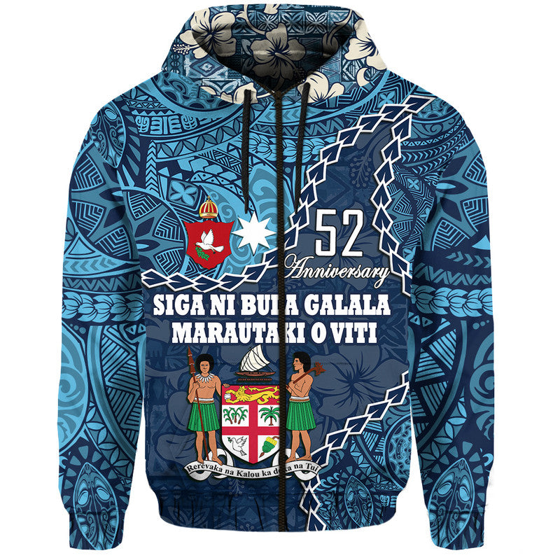 52nd Anniversary Fiji Hoodie Siga Ni Bula Galala Marautaki O Viti - Wonder Print Shop