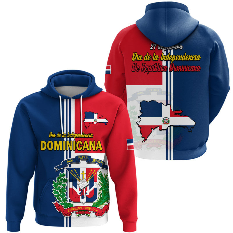 Dominican Republic Dia de la Independencia Hoodie Coat Of Arms And Flag Map - Wonder Print Shop