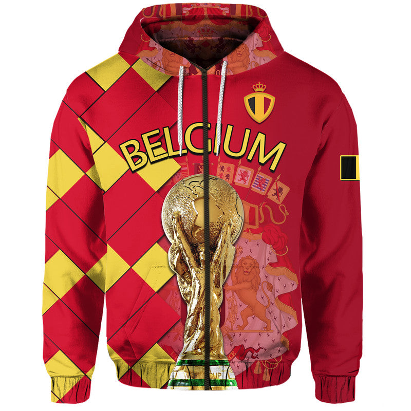 Custom Belgium Football Hoodie Great Champions with Coat of Arms - Wonder Print Shop